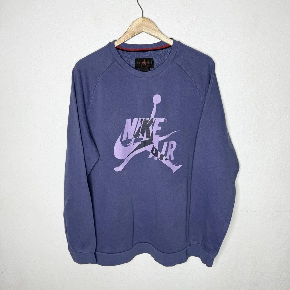 Air Jordan Classic Jumpman Purple Blue Crew Sweatshirt‎ Crewneck Mens XL